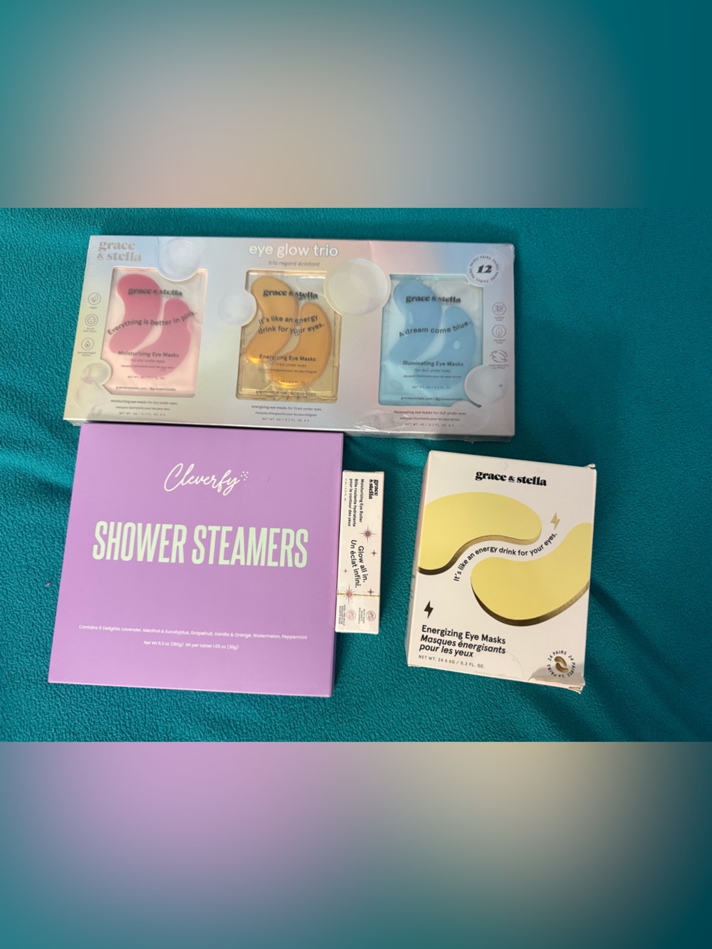 grace & stella Eye Mask Trio Set - Blue, Yellow, Pink